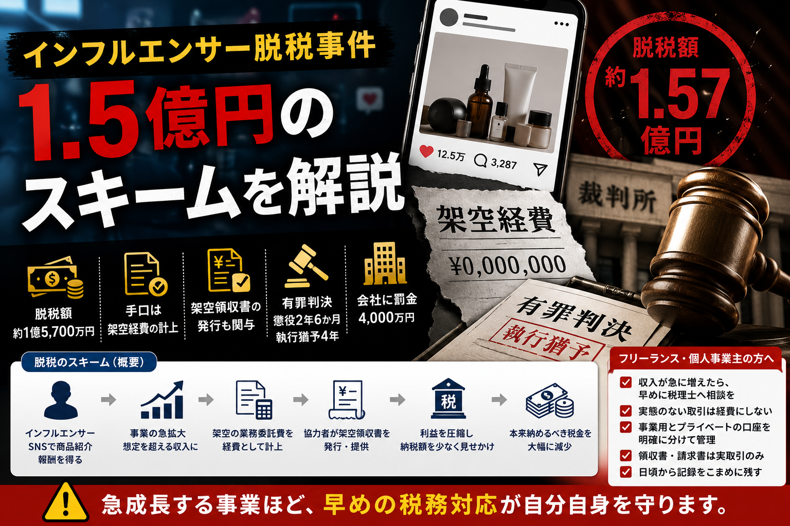 インフルエンサー脱税事件、1.5億円のスキームを解説