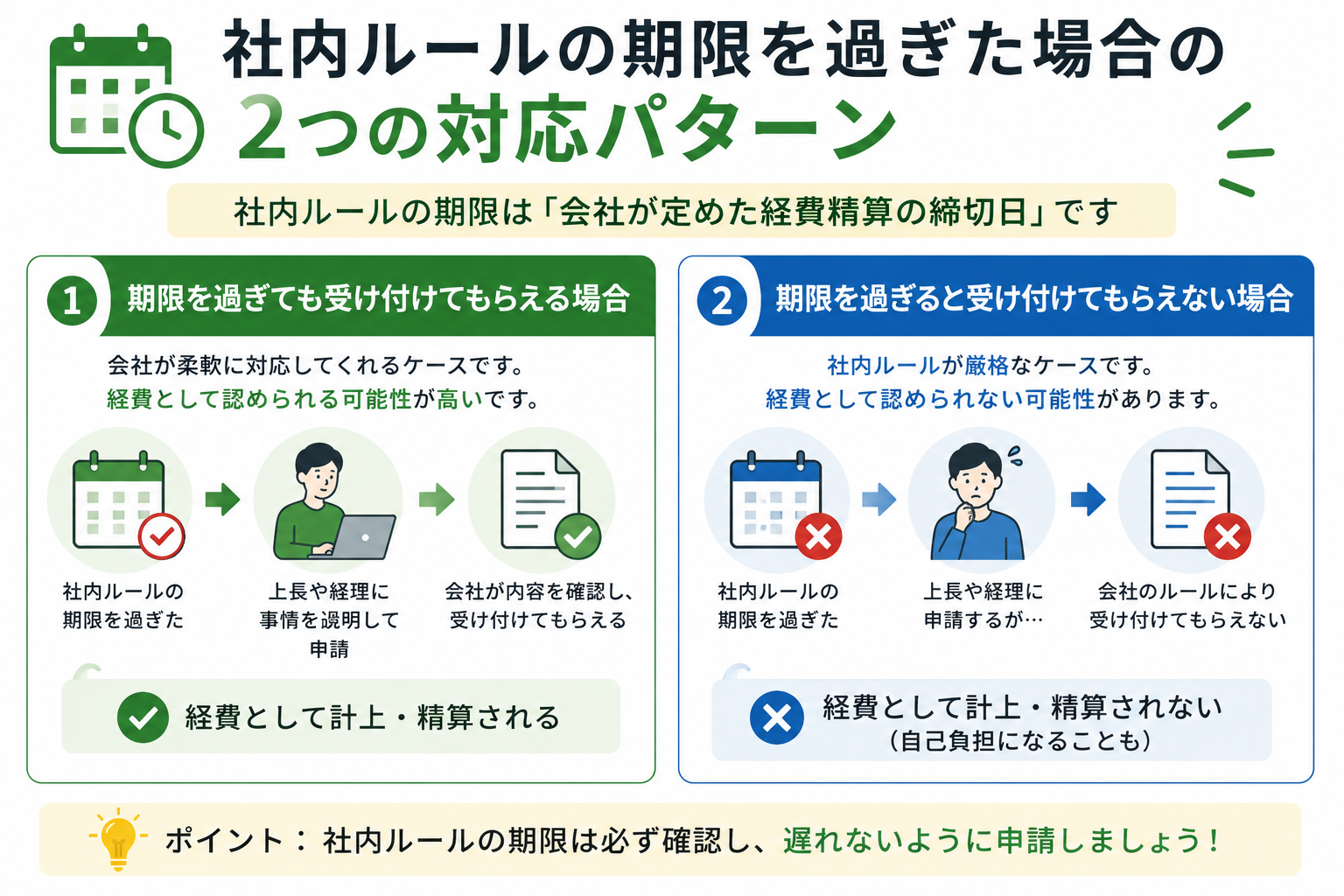 期限超過時の会社対応パターン